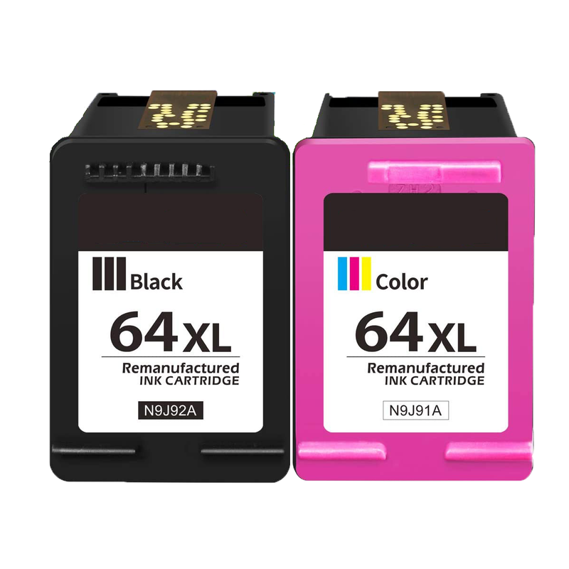 2 Pack Compatible HP 64XL 64 N9J89AN N9J90AN N9J91AN N9J92AN Ink Cartridges (Black, Tri color) - Wompy Ink Supply