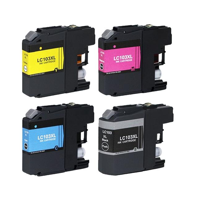 4 Pack Compatible Brother LC103 LC101 Ink Cartridges (Black, Cyan, Magenta, Yellow) - Wompy Ink Supply