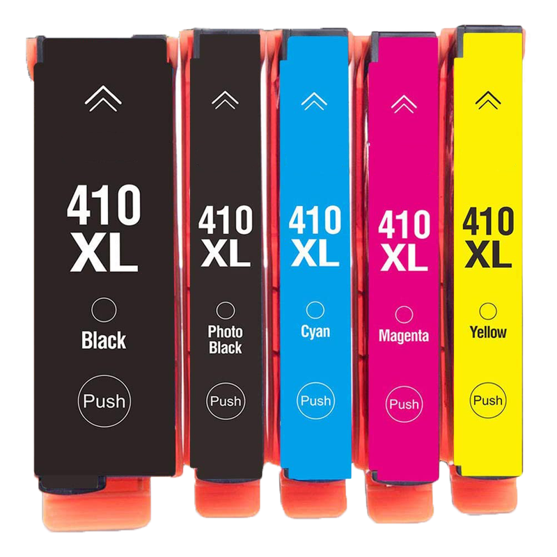 5 Pack Re-manufactured Epson 410XL (T410XL, T410, 410) Ink Cartridges (Black, Photo Black, Cyan, Magenta, Yellow) - Wompy Ink Supply