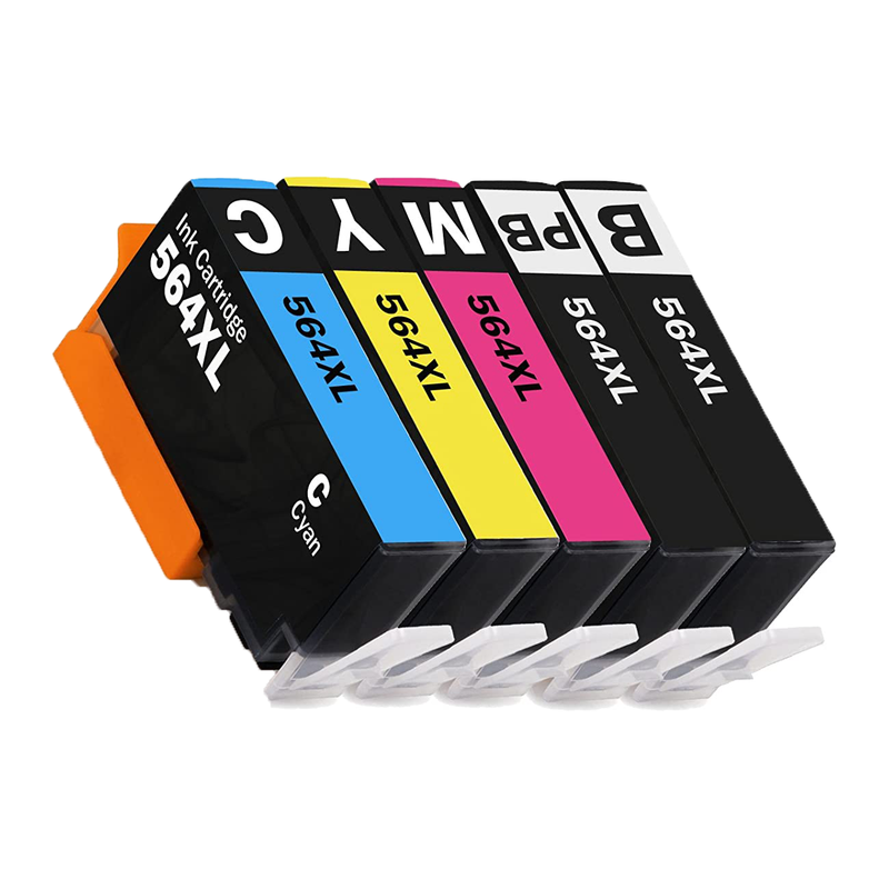 5 Pack Compatible HP 564XL 564 Ink Cartridges (Black, Photo Black, Cyan, Magenta, Yellow) - Wompy Ink Supply