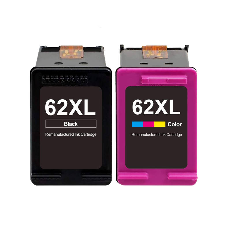 2 Pack Compatible HP 62XL 62 C2P04AN C2P06AN C2P07AN Ink Cartridges (Black, Tri color) - Wompy Ink Supply