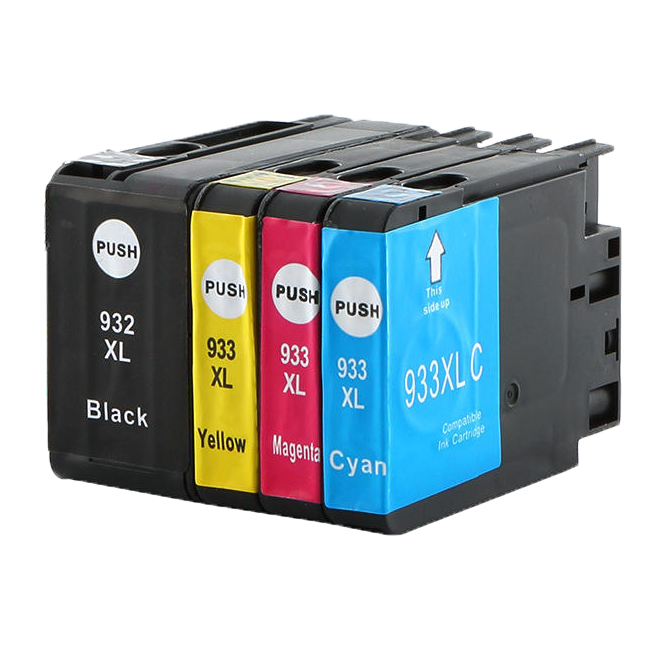 4 Pack Compatible HP 932XL 933XL (932, 933, CN058AN, CN059AN, CN060AN, CN053AN) Ink Cartridges (Black, Cyan, Magenta, Yellow) - Wompy Ink Supply