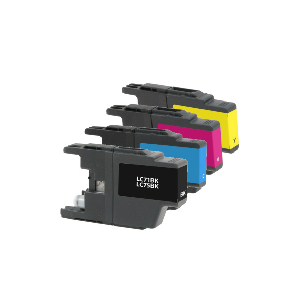 4 Pack Compatible Brother LC75 Ink Cartridges (Black, Cyan, Magenta, Yellow) - Wompy Ink Supply