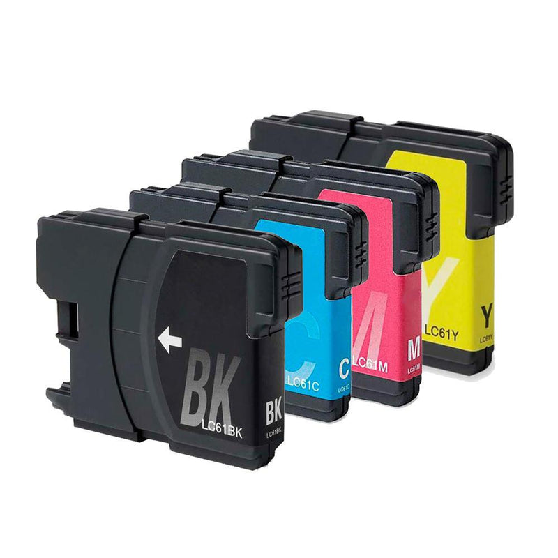 4 Pack Compatible Brother LC61 Ink Cartridges (Black, Cyan, Magenta, Yellow) - Wompy Ink Supply