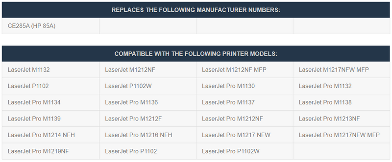 1 Pack Compatible HP 85A (CE285A) Toner - Wompy Ink Supply