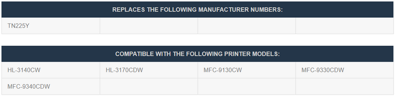 1 Pack Compatible Brother TN225 Toner (Yellow) - Wompy Ink Supply