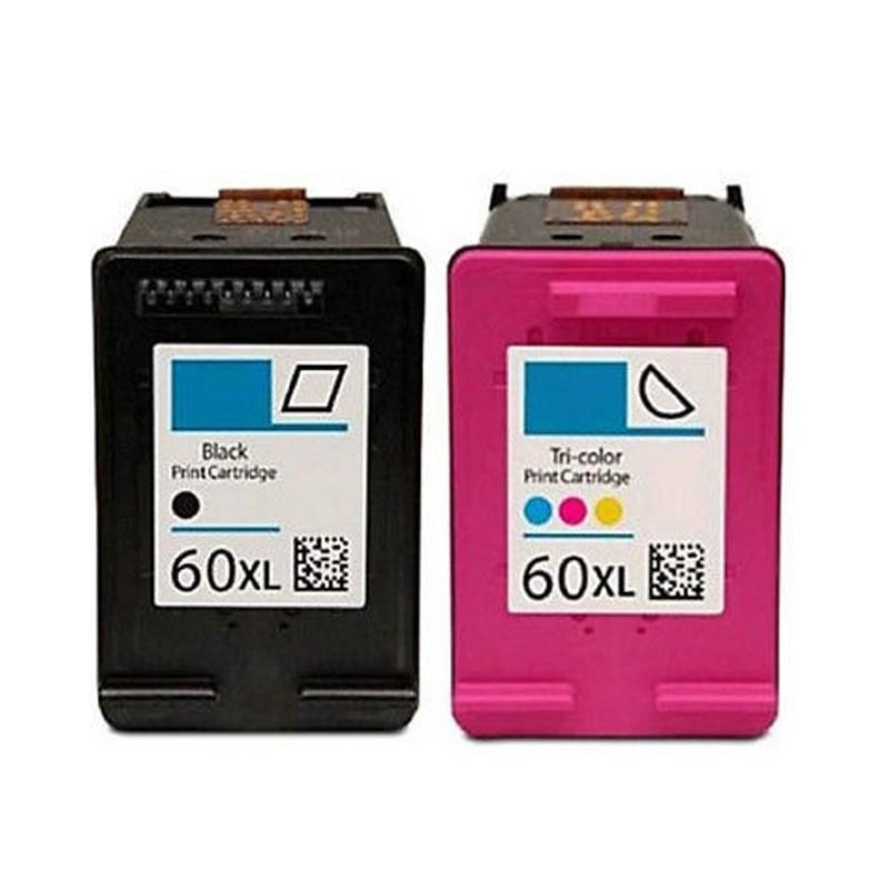 2 Pack Compatible HP 60XL 60 CC643WN CC641WN Ink Cartridges (Black, Tri color) - Wompy Ink Supply